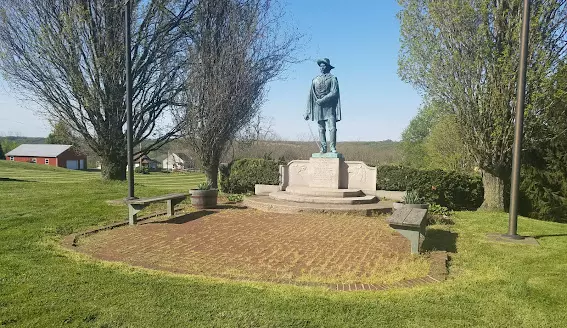 A bronze statue stands on the site of General George Armstrong Custer's birthplace.